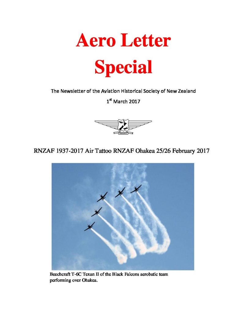 Aero Letter Special #1 RNZAF 1937-2017 Air Tattoo RNZAF Ohakea 25-26 February 2017