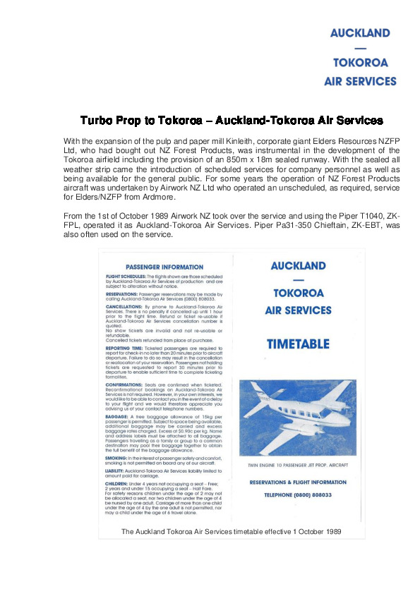 Auckland-Tokoroa Air Services